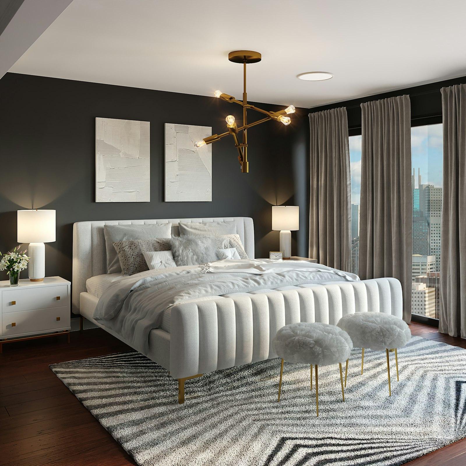 Bedroom suite with upholstered bed