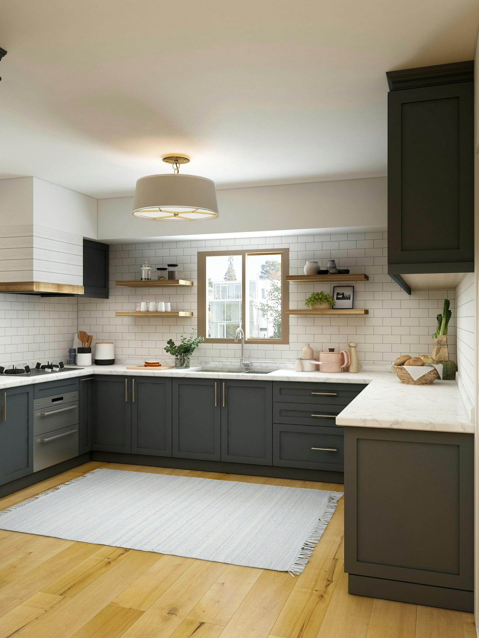 Soft modular kitchen with natural light